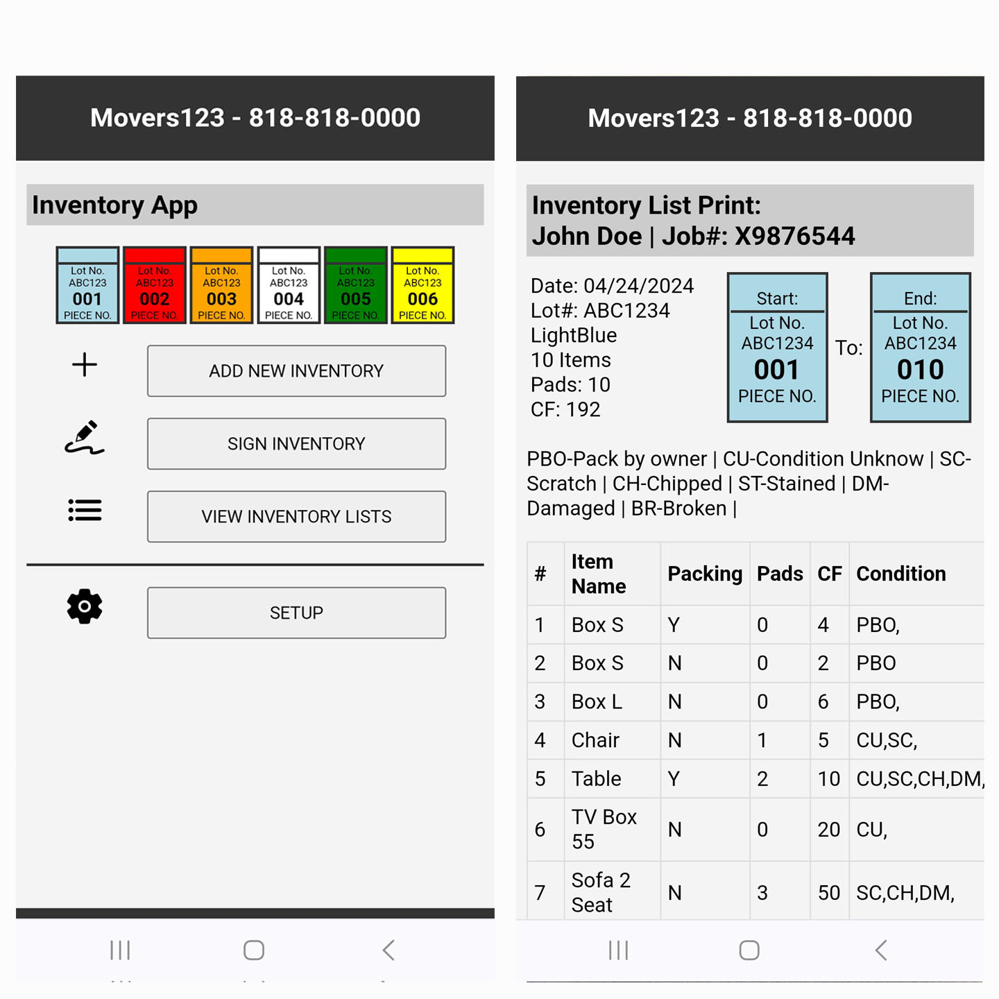 INVENTORY App - Ocean Service Call ME